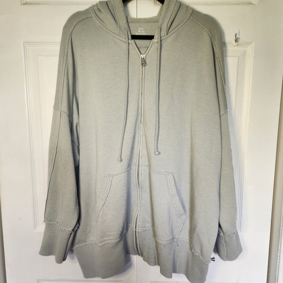 Aerie Down To Earth Oversized Full Zip Sage Green Hoodie Size XXL - Picture 1 of 10